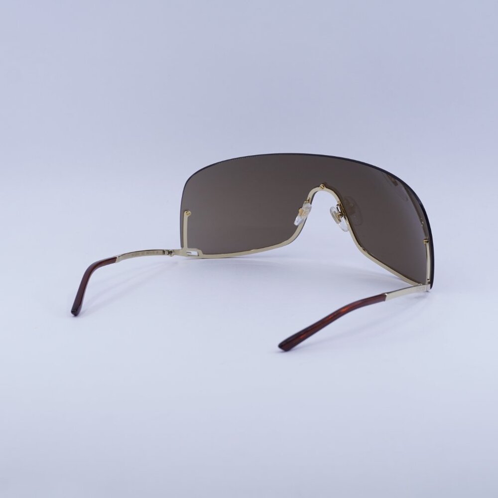 Gucci GG1560S 002 Sunglasses Gold Shield Frame, Brown Lenses - Picture 9 of 11